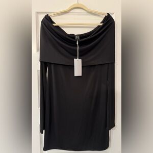 ELSA Black Draped Neckline Dress
